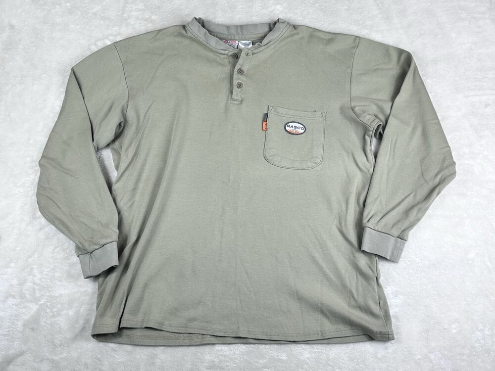 Rasco Shirt Mens Sz XL FR Henley Long Sleeve Work T-Shirt - FR0101KH